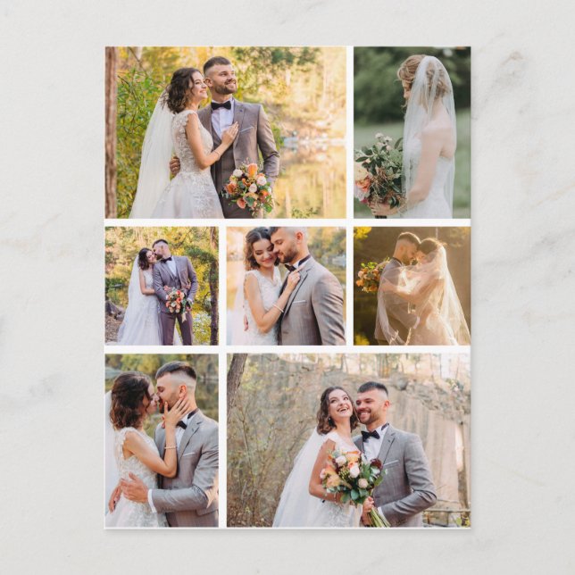 Carte Postale Créez Votre Propre Collage De Mariage De 7 Photos (Devant)
