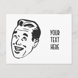 CARTE POSTALE CRÉEZ VOTRE PROPRE RETRO HAPPY MAN HEAD HEAD CADET