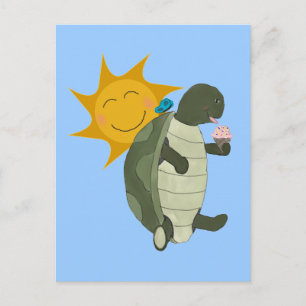 Carte postale Crème de glace mangée par une tortue