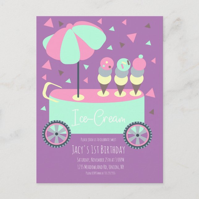 Carte Postale Crème de glace Stand Confetti Anniversaire fête vi (Devant)