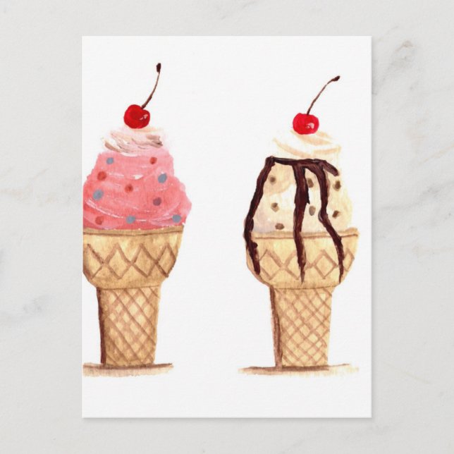 Carte Postale Crème glacée aquarelle Dessert Sweet (Devant)