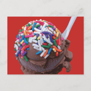Carte Postale Crème glacée au chocolat foncé avec arrosage arc-e