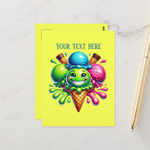 Carte Postale Crème glacée colorée amusante ajouter du texte