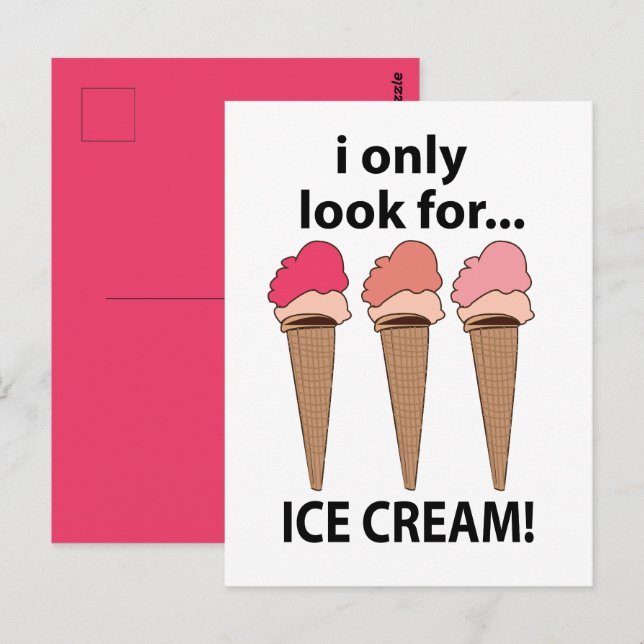 Carte Postale Crème Glacée Je ne cherche que de la crème glacée (Devant / Derrière)