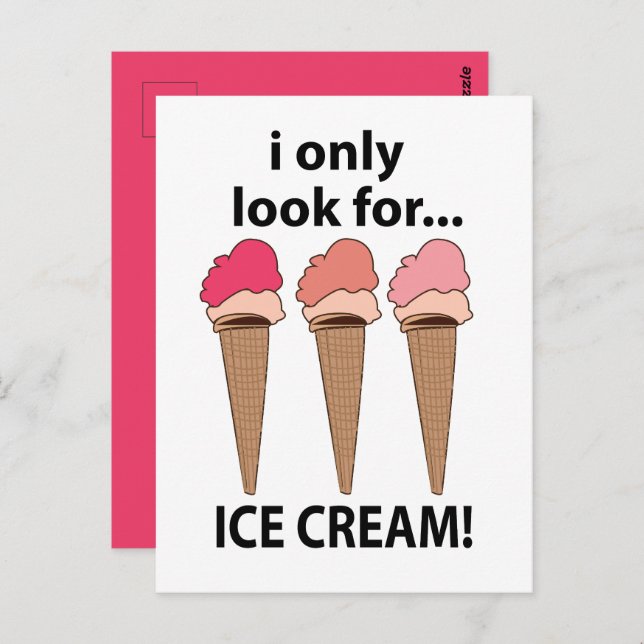 Carte Postale Crème Glacée Je ne cherche que les crèmes glacées (Devant / Derrière)