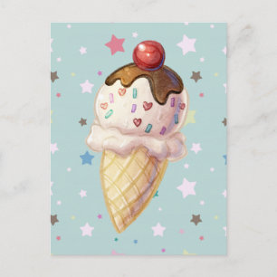 Carte Postale Crème Icecream Cherry Fudge
