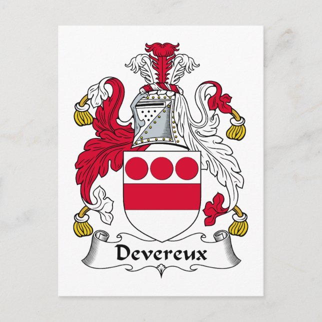 Carte Postale Crest de la famille Devereux (Devant)