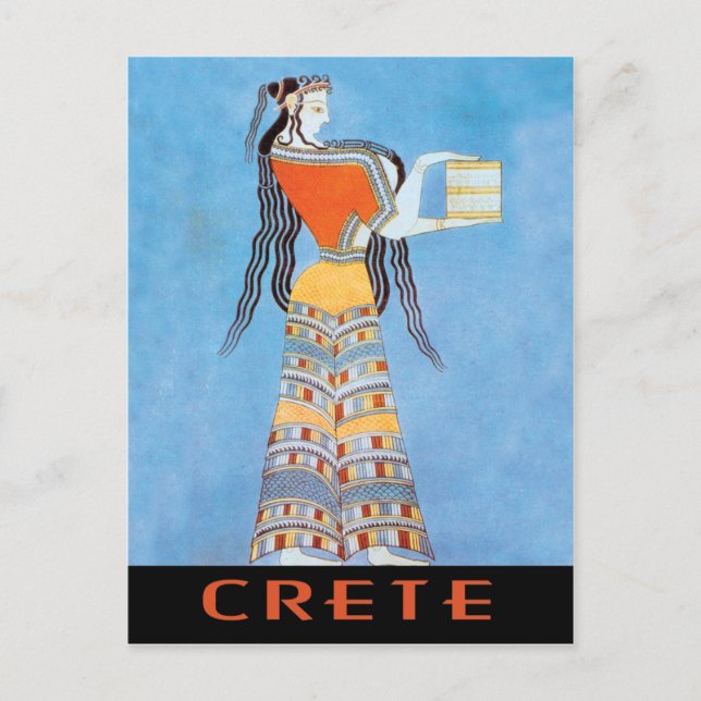 Carte Postale Crète avec Mycenaean Woman Fresco (Devant)