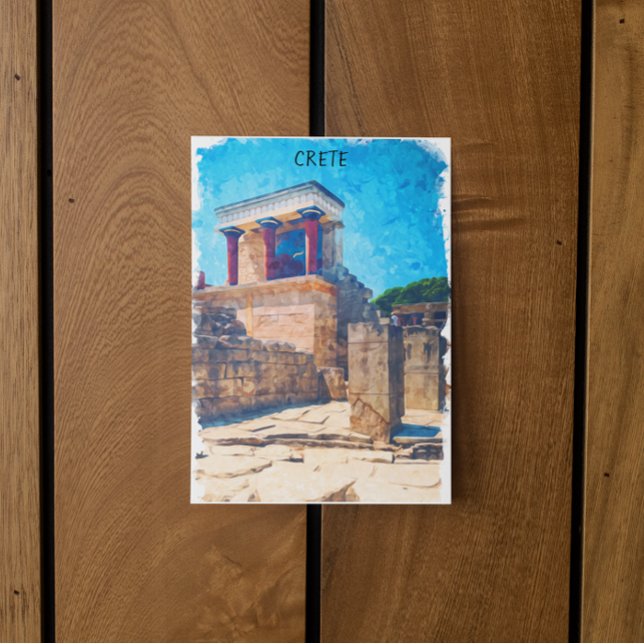 Carte Postale Crète Grèce antique Temple aquarelle (crete egypt temple monument postcard)