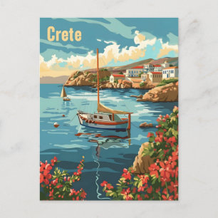 Carte Postale Crète Grèce Vintage