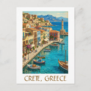 Carte Postale Crète vintage Grèce paysage de voyage méditerranée