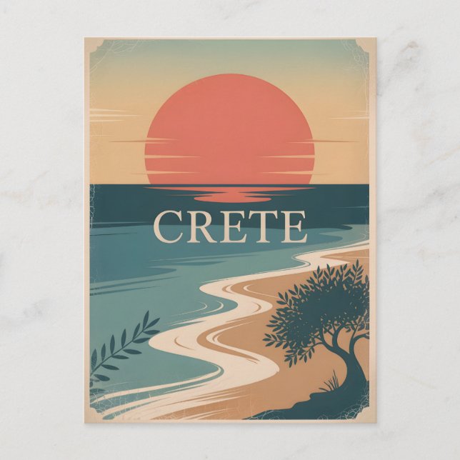 Carte Postale Crète vintage minimaliste (Devant)