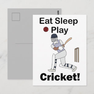 Carte Postale Cricket Sports Manger Dormir Jouer Cricket