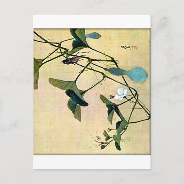 Carte Postale Cricket sur une vigne Bois japonais Art Ukiyo-E (Devant)