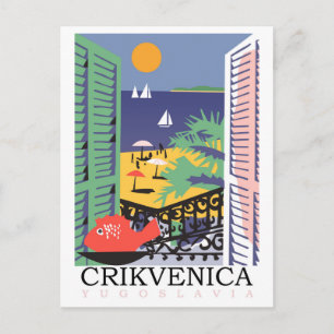 Carte Postale Crikvenica, Yougoslavie, vue de la fenêtre