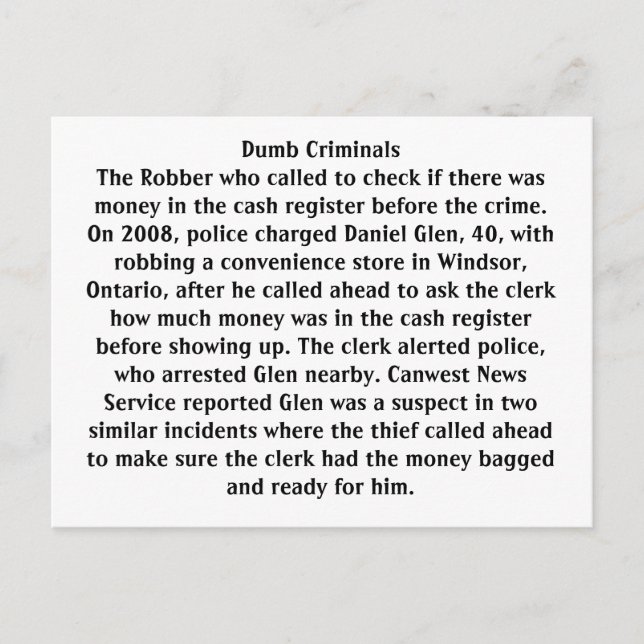 Carte Postale Criminels stupides (Devant)