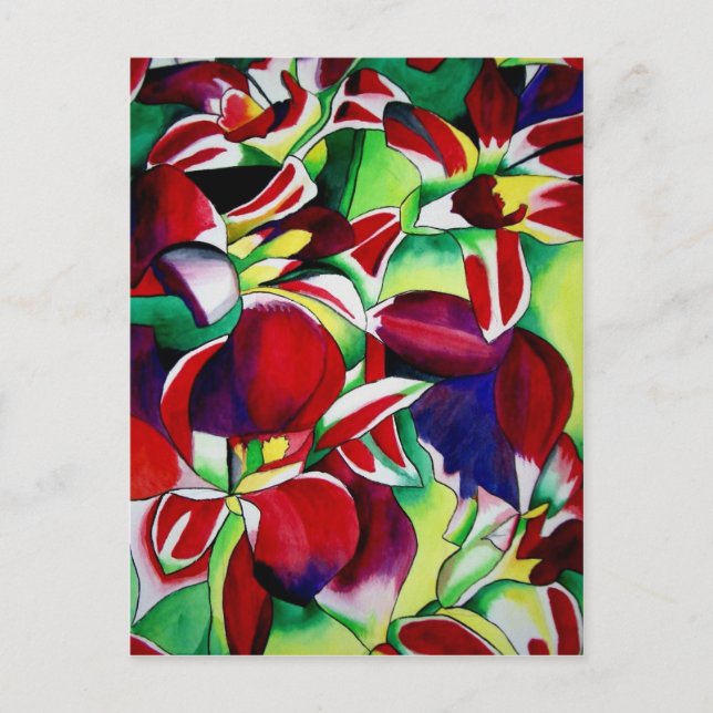 Carte Postale Crimson tropical Singapour Orchidées fleuris (Devant)