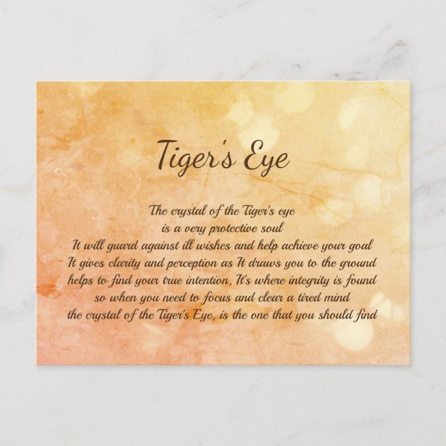 Carte Postale Cristal de l'oeil de Tiger Design de guérison Cart (Devant)