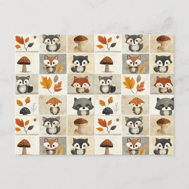 Carte Postale Critère bois mignon Motif : Animaux adorables (Devant)