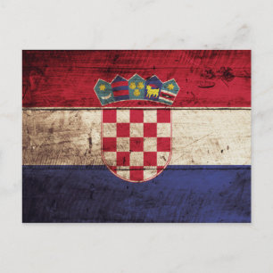 Carte Postale Croatia Flag on Old Wood Grain