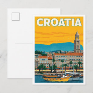 Carte Postale Croatie Art de Voyage Vintage