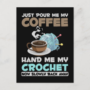 Carte Postale Crochet et café Hobby Crafting Amoureux de la lain
