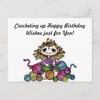 Carte Postale Crocheting Anniversaire Voeux