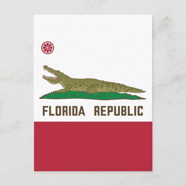 Carte Postale Crocodile du drapeau de la République de Floride (Devant)