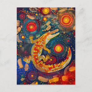 Carte Postale Crocodile en aborigène Dot Art Style