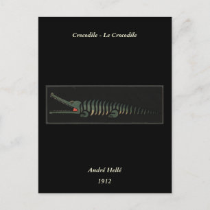 Carte Postale Crocodile - Illustration antique colorée de livre
