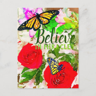Carte Postale Croire En Miracles Watercolor Monarch Butterflies