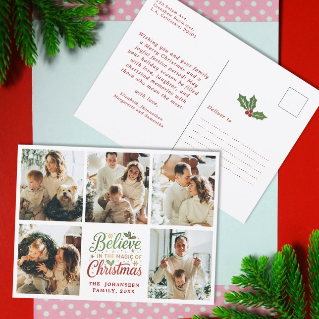 Carte Postale Croire en Noël Famille moderne Collage photo (Créateur téléchargé)