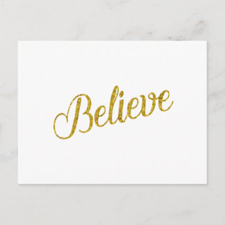Carte Postale Croire Gold Faux Parties scintillant Metallic Insp