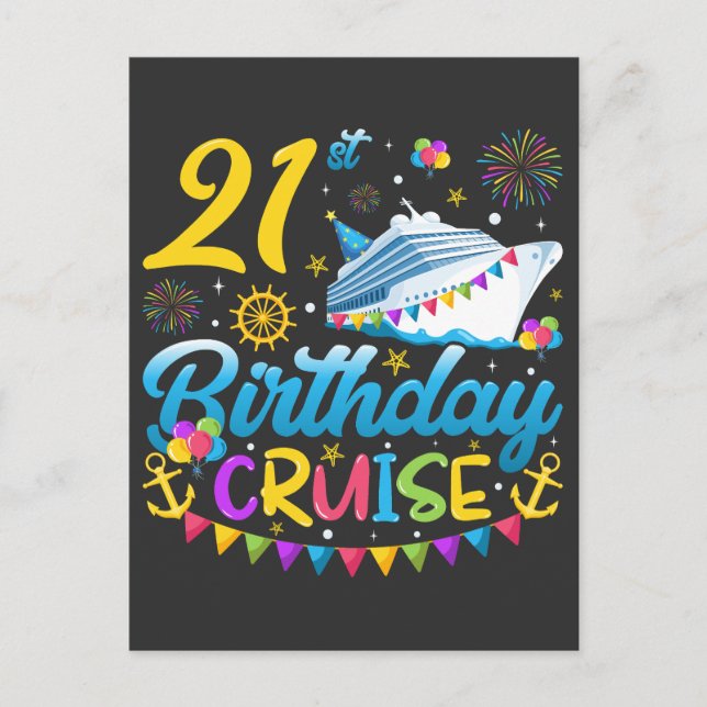 Carte Postale Croisière d'anniversaire 21 ans Fête d'anniversair (Devant)