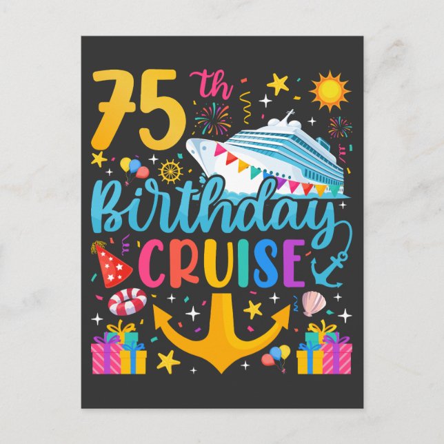 Carte Postale Croisière pour les 75 ans, fête d'anniversaire (Devant)