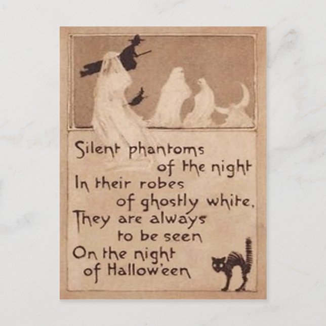 Carte Postale Croissant de lune de chat noir de sorcière de (Devant)