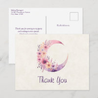 Croissant de Lune Rose avec de Jolies Fleurs Merci