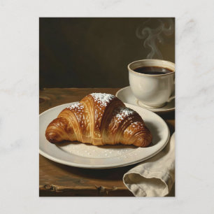 Carte Postale Croissant doré Café Nature morte