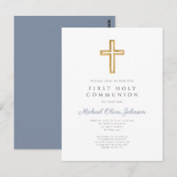 Croix Bleue Dusty Religion Garçon Première Communi