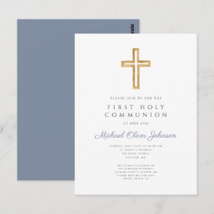 Carte Postale Croix Bleue Dusty Religion Garçon Première Communi