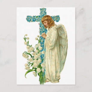 Carte Postale Croix chrétienne bleue