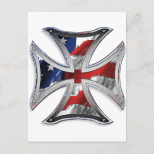 Carte Postale Croix de fer avec drapeau américain