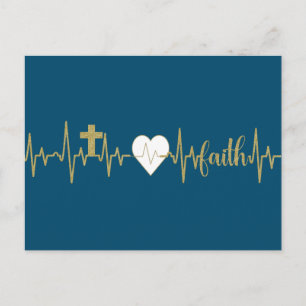 Carte Postale Croix d'or, Coeur, Foi Coeur