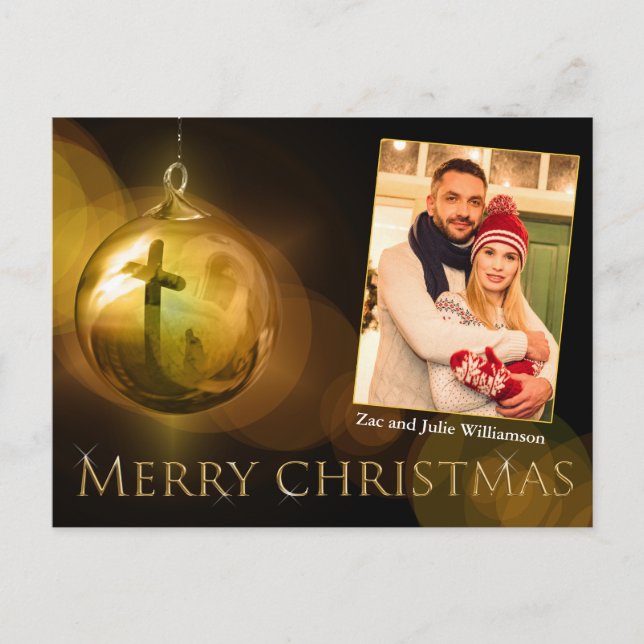 Carte Postale Croix du Christ Ornament Réflexion or Photo (Devant)