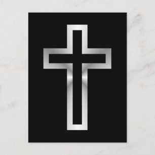 Carte Postale Croix en or bleu noir ou en argent