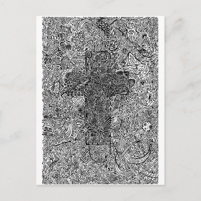 Carte Postale Croix et symboles (Devant)