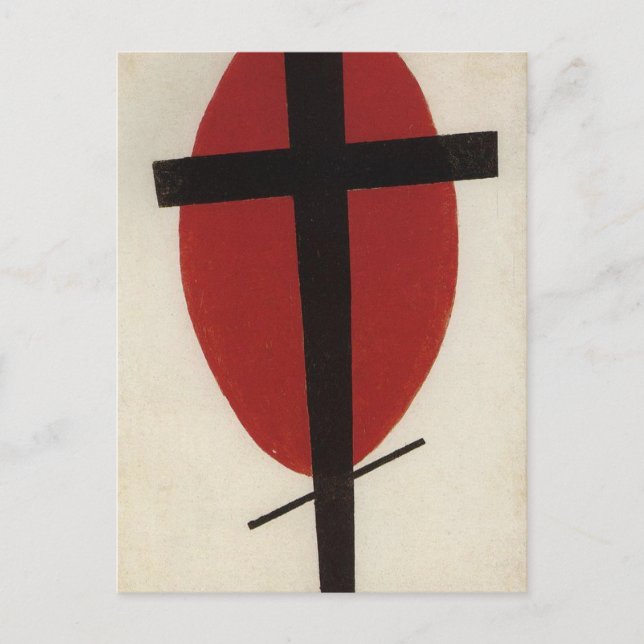 Carte Postale Croix noire sur un ovale rouge par Kazimir Malevic (Devant)