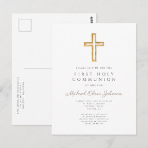 Carte Postale Croix Religieuse Moderne Garçon Première Communion