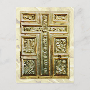 Carte Postale Croix sculptée sur la porte de l'église