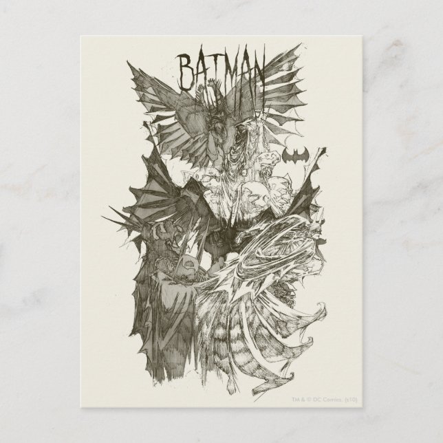 Carte Postale Croquis au crayon de novice de Batman (Devant)